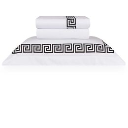 Jogo de Cama Solteiro King 300 Fios Atenas Branco/Preto