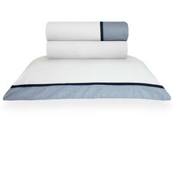 Jogo de Cama Solteiro King 300 Fios Mônaco Branco/Azul