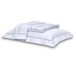 Jogo de Cama Solteiro King 400 Fios Duo Filetti Branco/Cinza