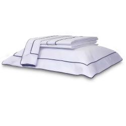 Jogo de Cama Solteiro King 400 Fios Duo Filetti Branco/Marinho