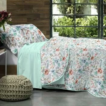 imagem de Jogo de Cama Solteiro Malha Soft Botânico - Tellesoft