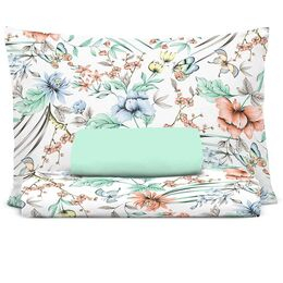 Jogo de Cama Solteiro Malha Soft Botânico Verde Menta/04