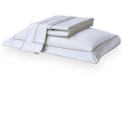 Jogo de Cama Solteiro Viúva 400 Fios Duo Filetti Branco/Kaki Camelo