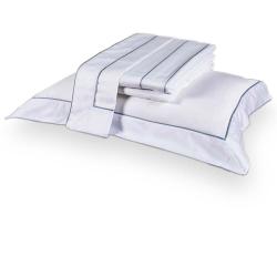 Jogo de Cama Solteiro Viúva 400 Fios Duo Filetti Branco/Azul Nud