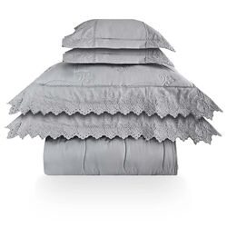 Kit Cama Completa Queen Selenita 9 peças Cinza