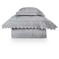 Kit Cama Completa Solteiro Selenita 6 peças Cinza