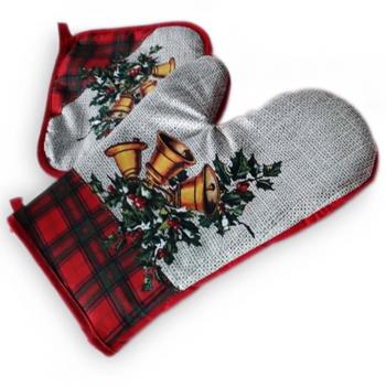 imagem de Kit de Cozinha 2 peas Luva com Aparador Natal - Catran