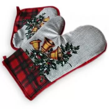 imagem de Kit de Cozinha 2 peas Luva com Aparador Natal - Catran
