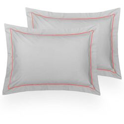Kit Fronha 50x70cm 200 Fios Festone Neon 2 peças Cinza/Rosa Neon