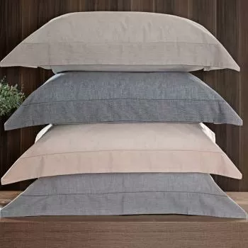 imagem de Kit Fronha 50x70cm 200 Fios Fio Tinto Chambret 2 peças - Kacyumara