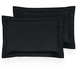 Kit Fronha 50x70cm 300 Fios Lázio Festonê Tinto 2 peças Preto/4246