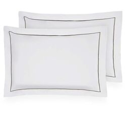Kit Fronha 50x70cm 300 Fios Lázio Festonê Tinto 2 peças Branca/Stone 4699