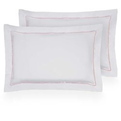 Kit Fronha 50x70cm 300 Fios Lázio Festonê Tinto 2 peças Branca/Rose 4598