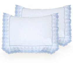 Kit Fronha 50x70cm 300 Fios Sunset 2 peças Branca/Azul