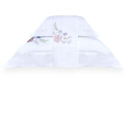 Kit Fronha 50x70cm com Almofada 300 Fios Camellia Bordado Branco