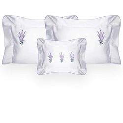 Kit Fronha 50x70cm com Almofada 300 Fios Lavanda 3 peças Branca/Lilás