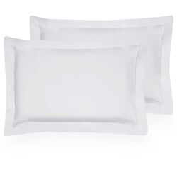 Kit Fronha 50x90cm 300 Fios Lázio Festonê Tinto 2 peças Branca