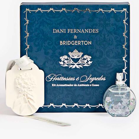 imagem do produto Kit Gesso Perfumado e Home Spray 25ml Bridgerton Hort�nsias e Segredos 2 pe�as - Dani Fernandes