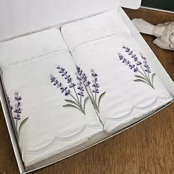 imagem de Kit Lavabo e Rosto Lavanda Tira Bordada 2 peças - Marken Fassi