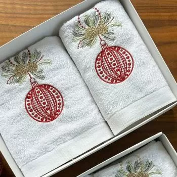 imagem de Kit Lavabo e Rosto Natalino Bola Vermelha 2 peas - Marken Fassi