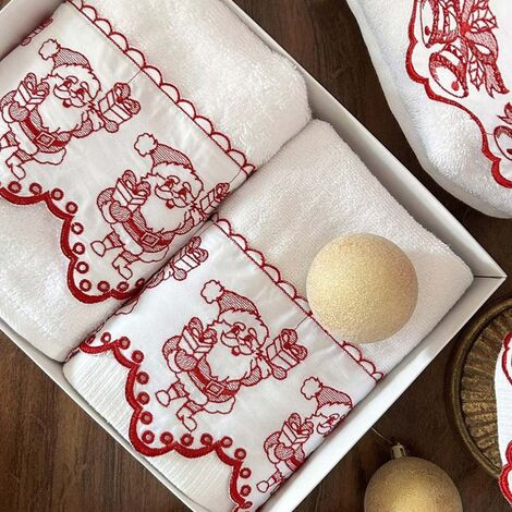 imagem do produto Kit Lavabo Natalino Tira Bordada Papai Noel 2 peas - Marken Fassi