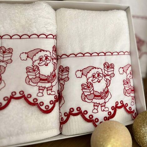 imagem do produto Kit Lavabo Natalino Tira Bordada Papai Noel 2 peas - Marken Fassi