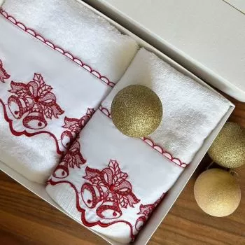 imagem de Kit Lavabo Natalino Tira Bordada Sino 2 peças - Marken Fassi