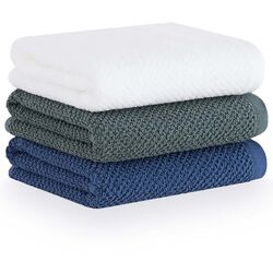 Kit Pano de Copa Gourmet Quadriculado 3 peças Branco/Azul/Verde