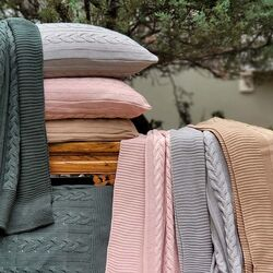 imagem de Kit Peseira com Porta-Travesseiros Tricô 3 peças - Marken Fassi