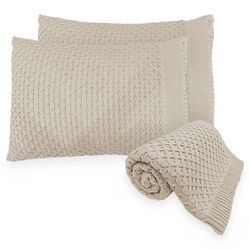 Kit Peseira Decorativa com Fronhas Bellagio 80x260cm 3 peças Cru