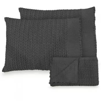 imagem de Kit Peseira Decorativa com Fronhas Relevo 70x260cm 3 peças - Catran