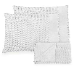 Kit Peseira Decorativa com Fronhas Relevo 70x260cm 3 peças Branco