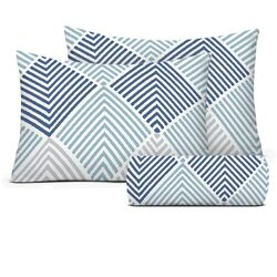 Kit Queen Malha Soft Cama Arrumada Lucky 3 peças Azul