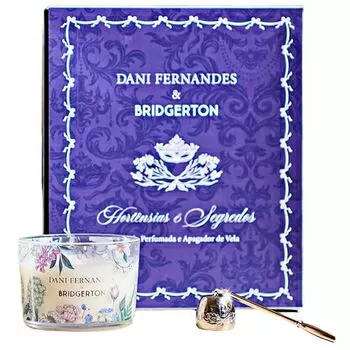imagem de Kit Vela Perfumada 90g e Apagador Bridgerton Hortênsias e Segredos 2 peças - Dani Fernandes