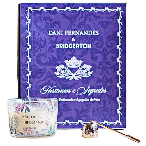 imagem do produto Kit Vela Perfumada 90g e Apagador Bridgerton Hort�nsias e Segredos 2 pe�as - Dani Fernandes