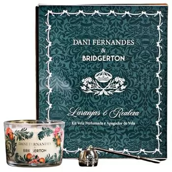 imagem de Kit Vela Perfumada 90g e Apagador Bridgerton Laranjas e Realeza 2 peças - Dani Fernandes
