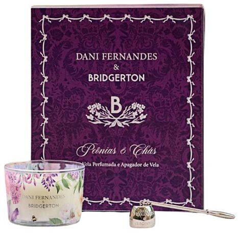 imagem do produto Kit Vela Perfumada 90g e Apagador Bridgerton Pe�nias e Ch�s 2 pe�as - Dani Fernandes