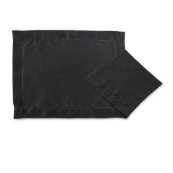 Lugar Americano Retangular com Guardanapo Rami Ajour 2 peças  Preto