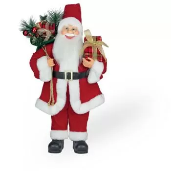 imagem de Noel com Caixa de Presente Xadrez 1017117 60cm - Catran