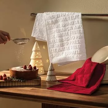 imagem de Pano de Copa Natal Palavras kit 2 peças - Karsten