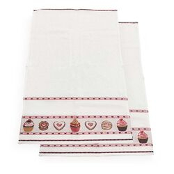Pano de Copa Vigo Doces Kit 2 peças  Branco/Rosa
