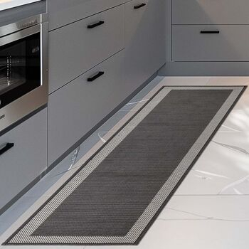 imagem de Passadeira Antiderrapante Decore Multti Jacquard Square Black 50x180cm - Kacyumara