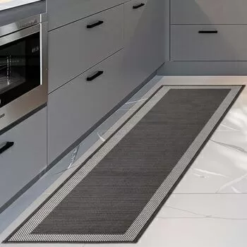 imagem de Passadeira Antiderrapante Decore Multti Jacquard Square Black 50x180cm - Kacyumara