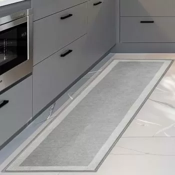 imagem de Passadeira Antiderrapante Decore Multti Jacquard Square Grey 50x140cm - Kacyumara