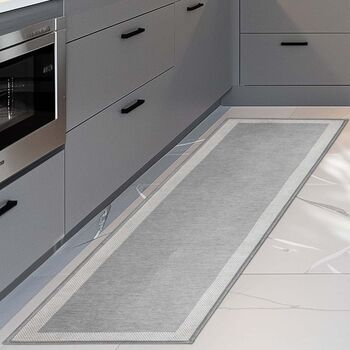 imagem de Passadeira Antiderrapante Decore Multti Jacquard Square Grey 50x180cm - Kacyumara