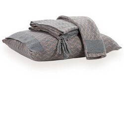 Peseira Decorativa com Fronhas Pina Kit 3 peças Cinza Mescla/Light Pink