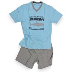 Pijama Curto Malha 11701 AE20 Piscina/Cinza P