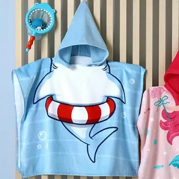 imagem de Poncho Infantil com Capuz Velour Shark 01 - Dohler