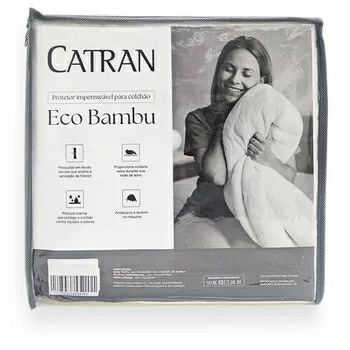 imagem de Protetor de Colchão Solteiro 40cm Impermeável Eco Bambu Care  - Catran