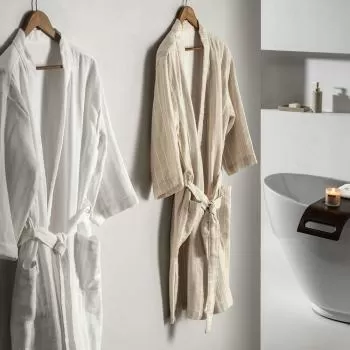 imagem de Roupo de Banho Adulto Unissex M Lino - Karsten